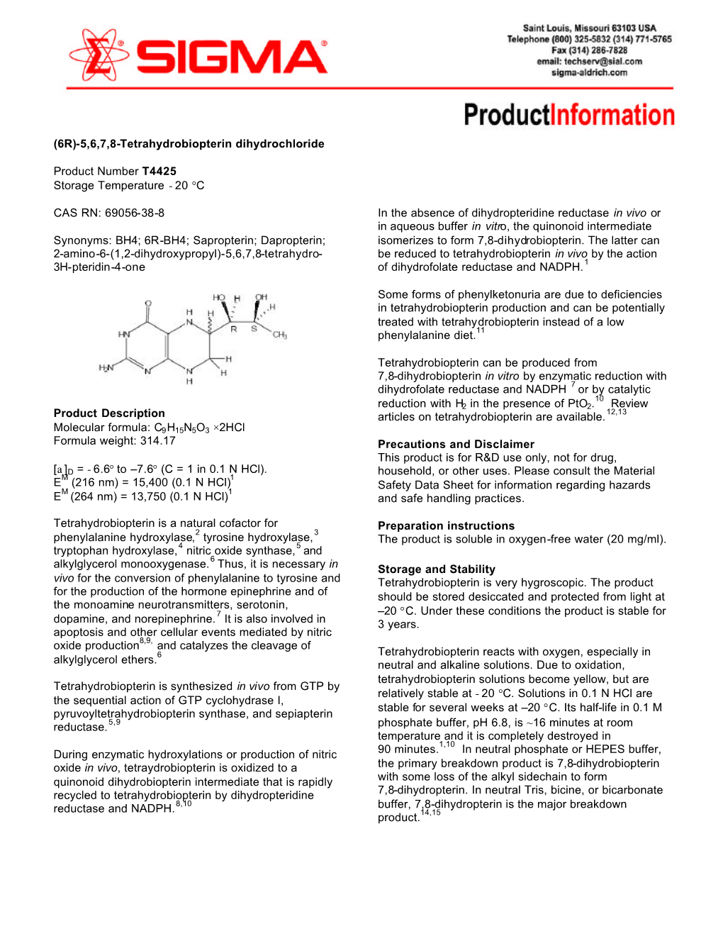 (6R)-5,6,7,8-Tetrahydrobiopterin Dihydrochloride