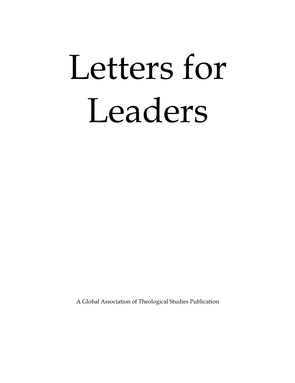 A Global Association of Theological Studies Publication