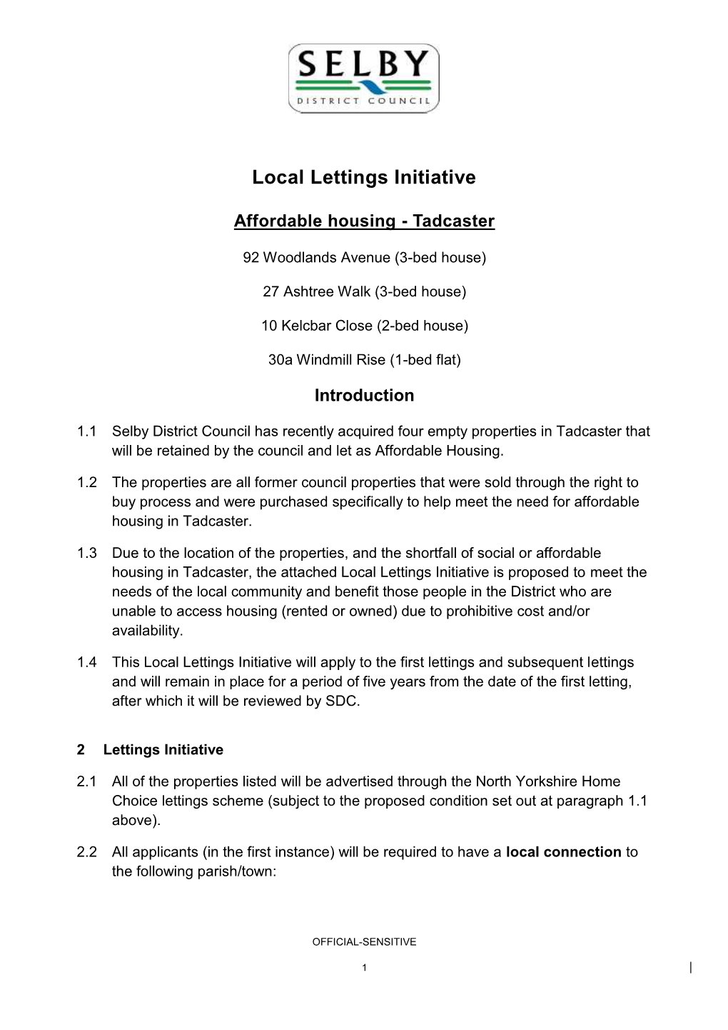 Local Lettings Initiative