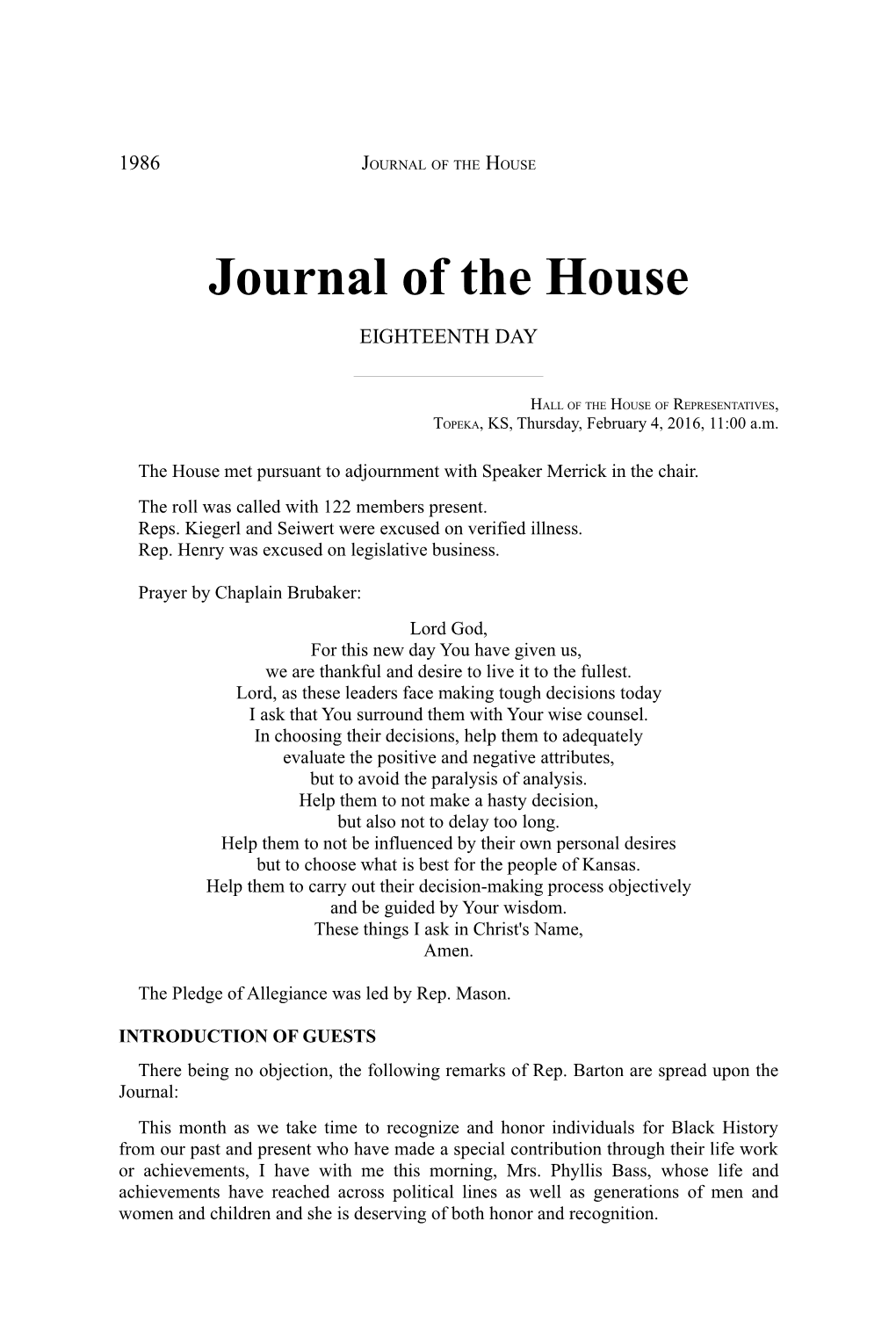 Journal of the House