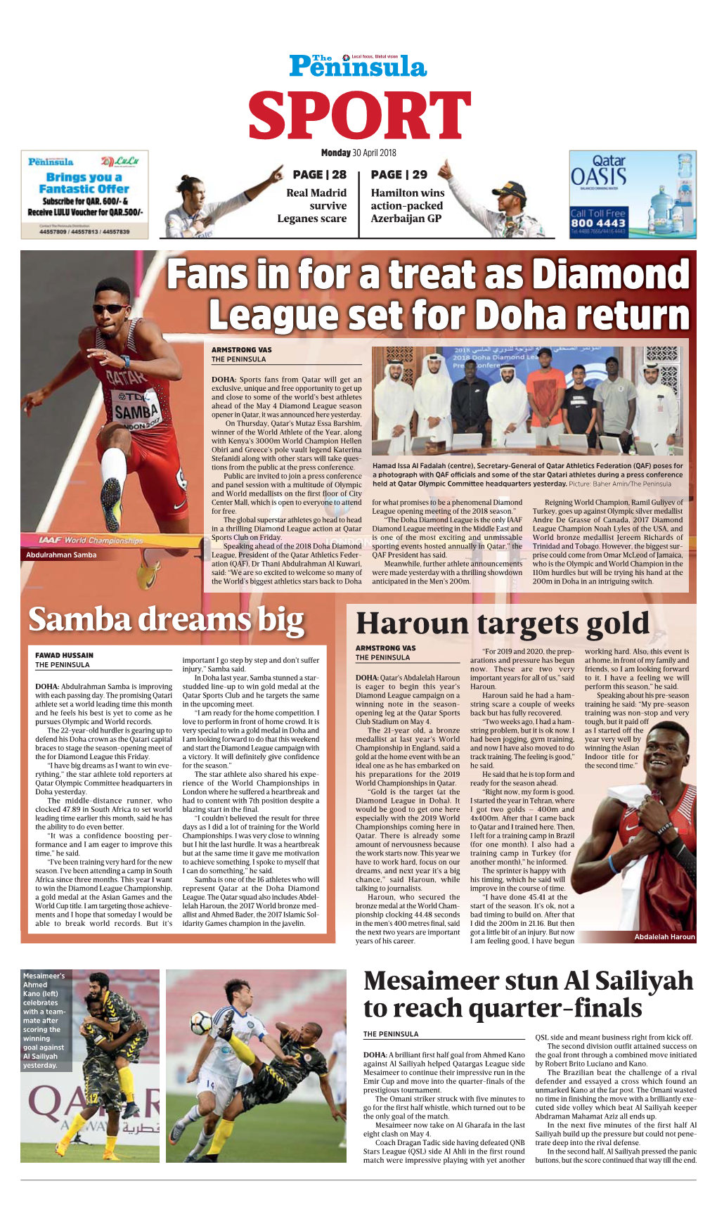 Fans in for a Treat As Diamond League Set for Doha Return