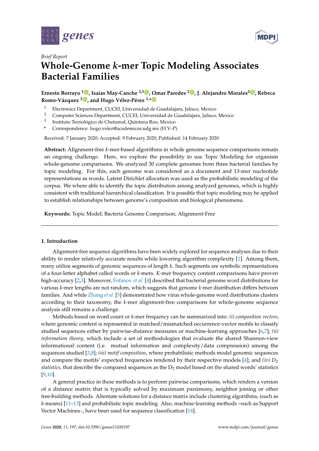 Whole-Genome K-Mer Topic Modeling Associates Bacterial Families