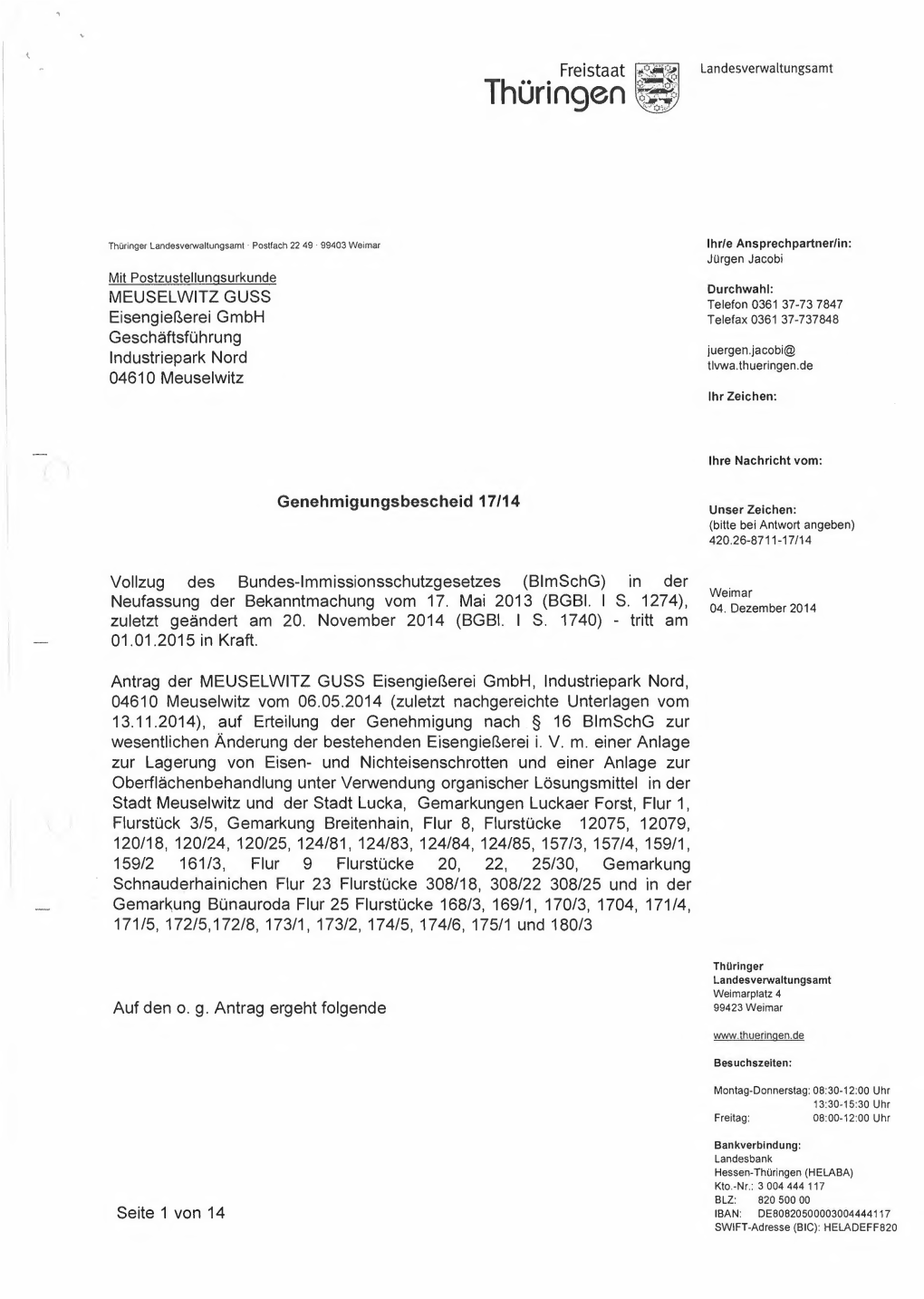 Thüringer Landesamt Für Umwelt, Bergbau Und Naturschutz