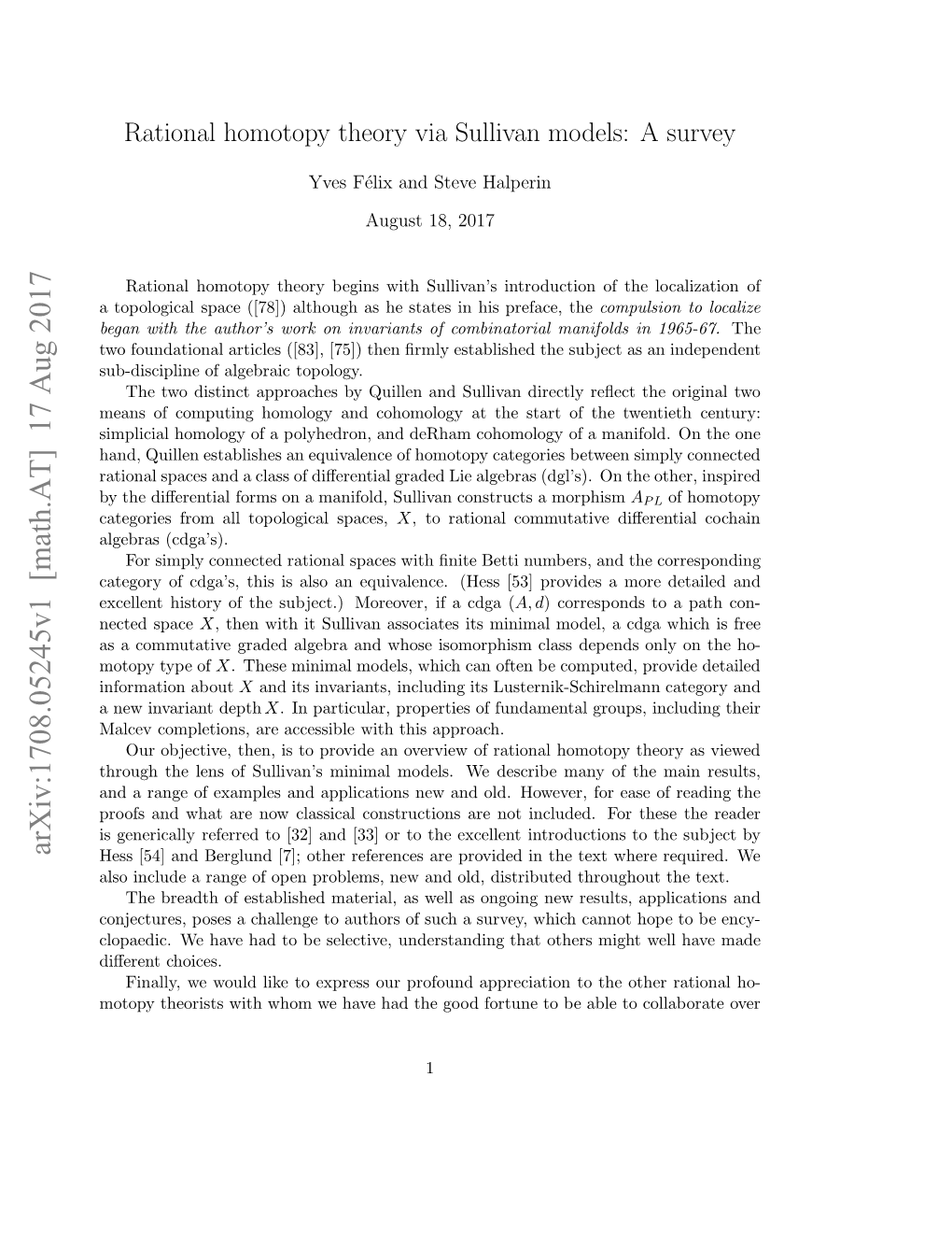 Rational Homotopy Theory Via Sullivan Models: a Survey