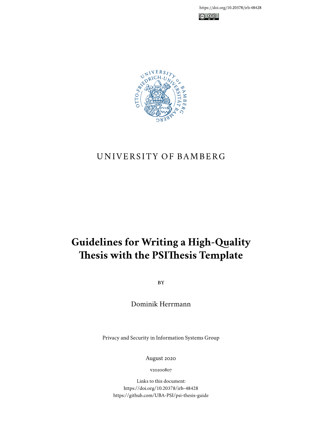 Guidelines for Writing a High-Quality Thesis with the Psithesis Template