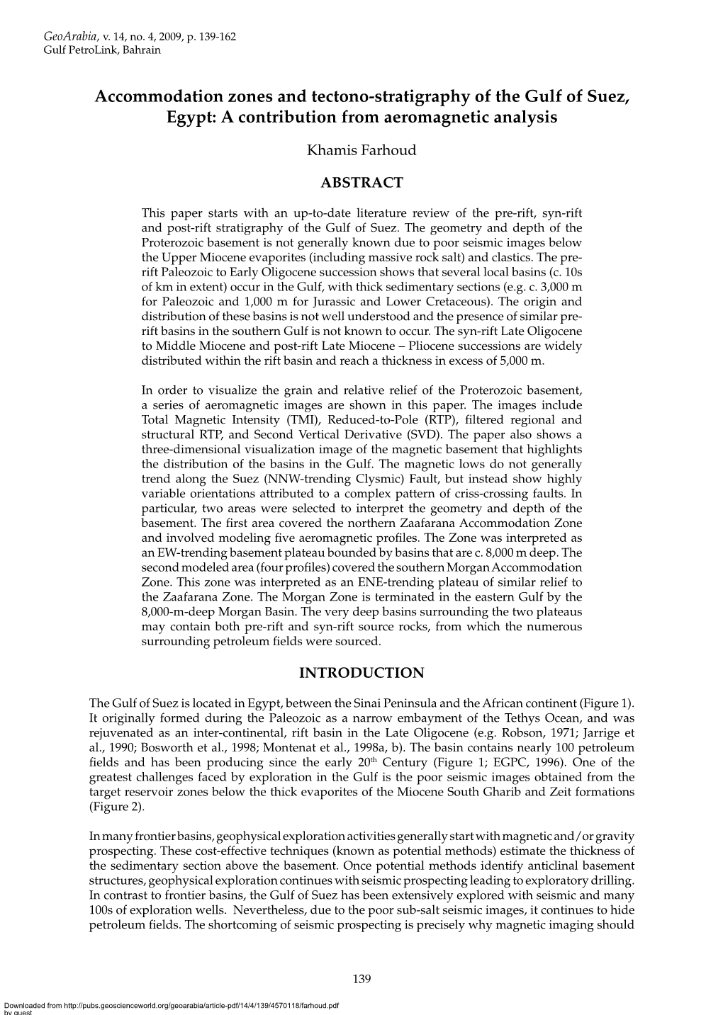 Accommodation Zones and Tectono-Stratigraphy of the Gulf of Suez, Egypt: a Contribution from Aeromagnetic Analysis