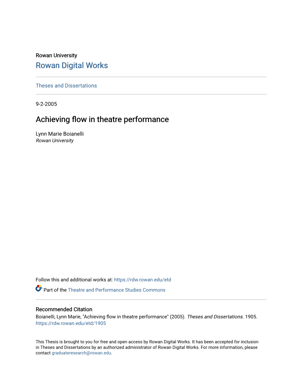 Achieving Flow in Theatre Performance