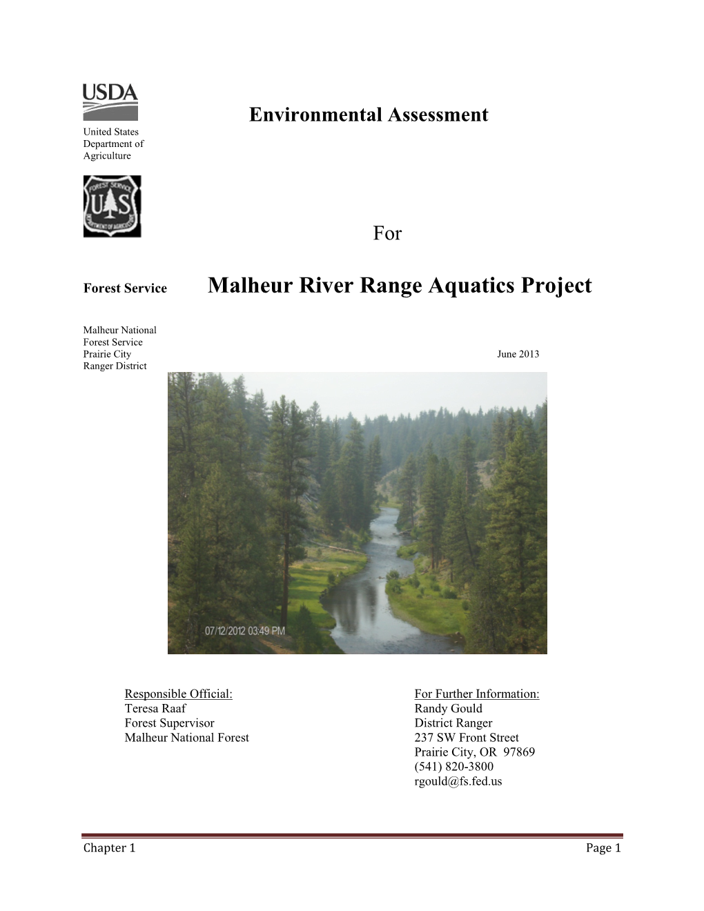 Malheur River Range Aquatics Project