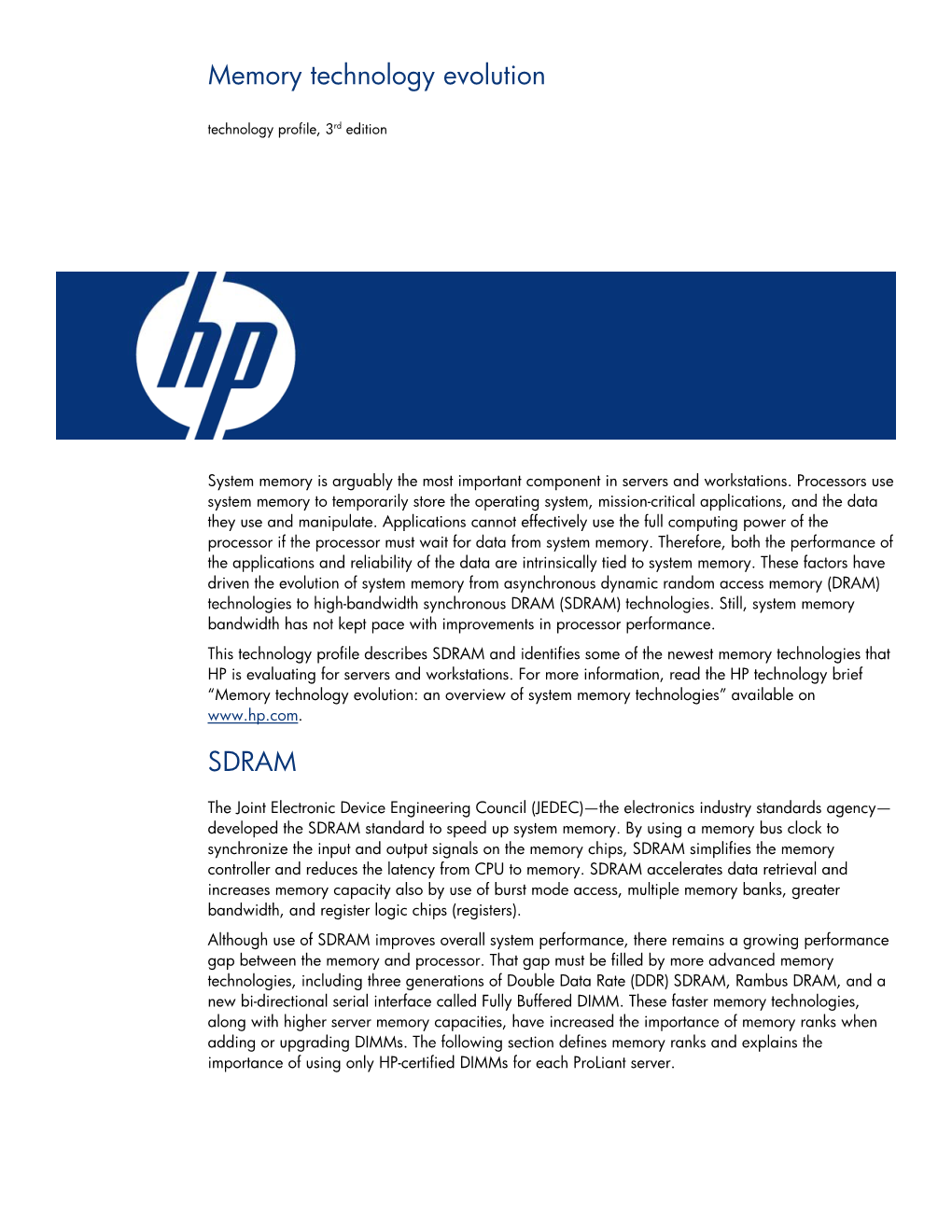 Memory Technology Evolution Technology Profile, 3Rd Edition