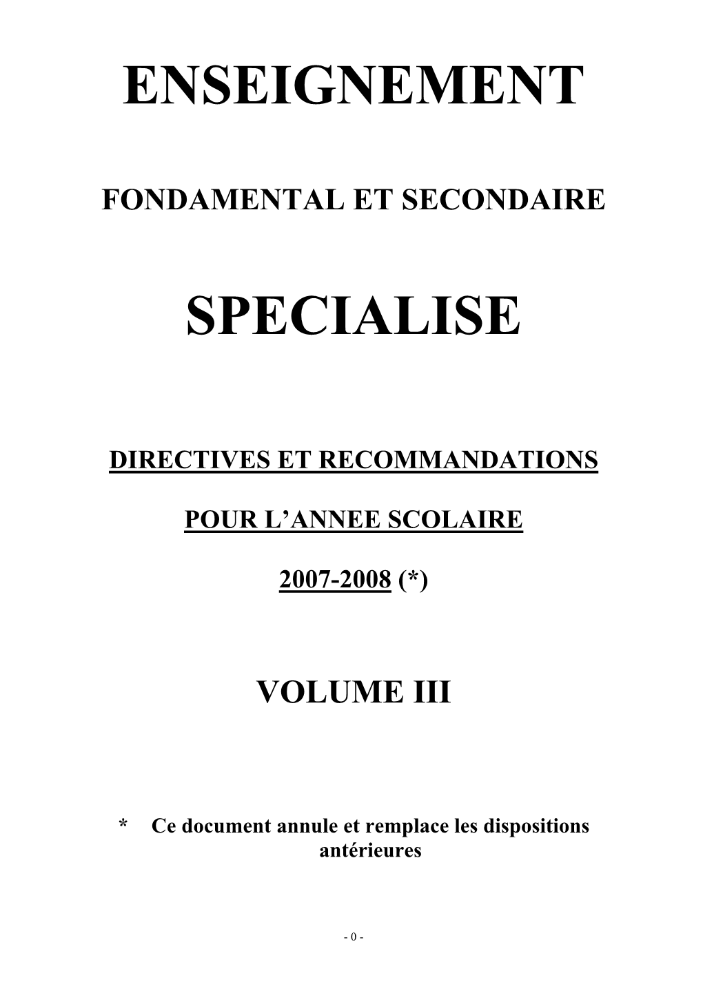 Enseignement Specialise