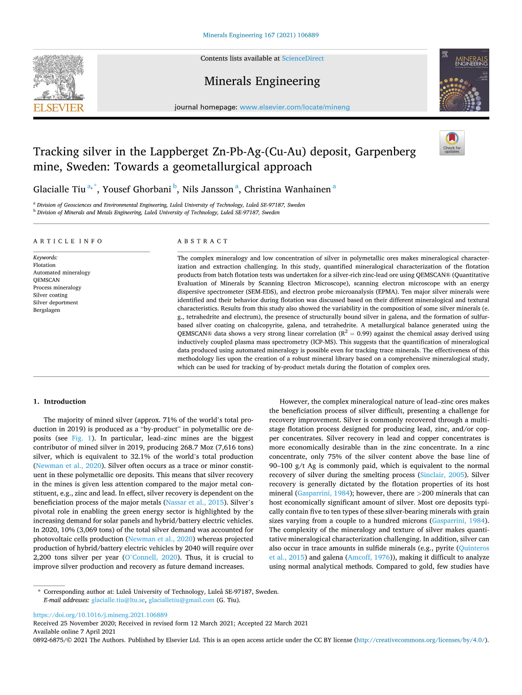 Tracking Silver in the Lappberget Zn-Pb-Ag-(Cu-Au) Deposit, Garpenberg Mine, Sweden: Towards a Geometallurgical Approach