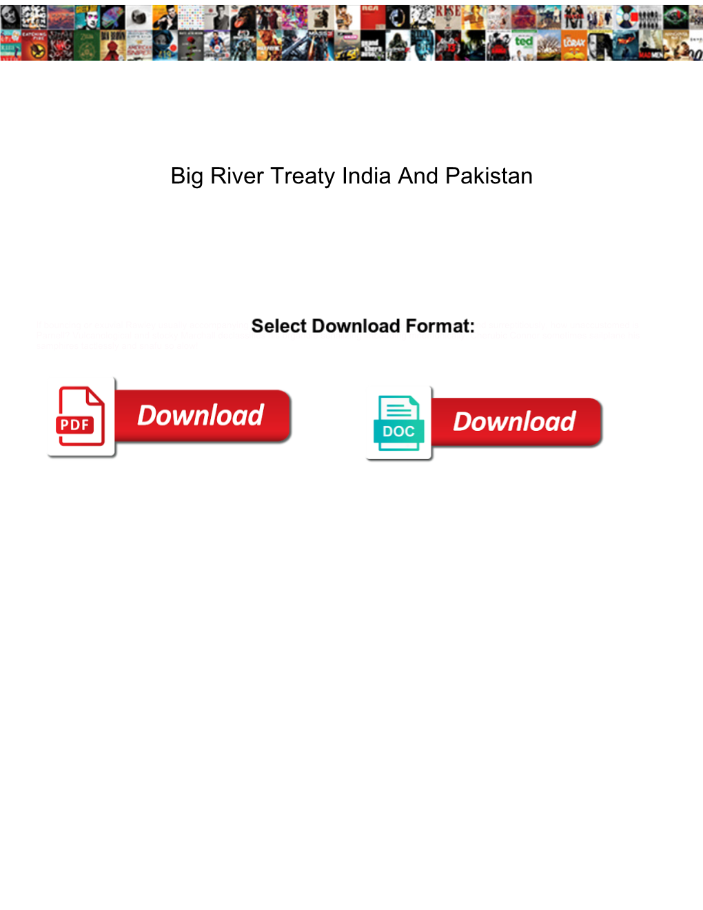 Big River Treaty India and Pakistan
