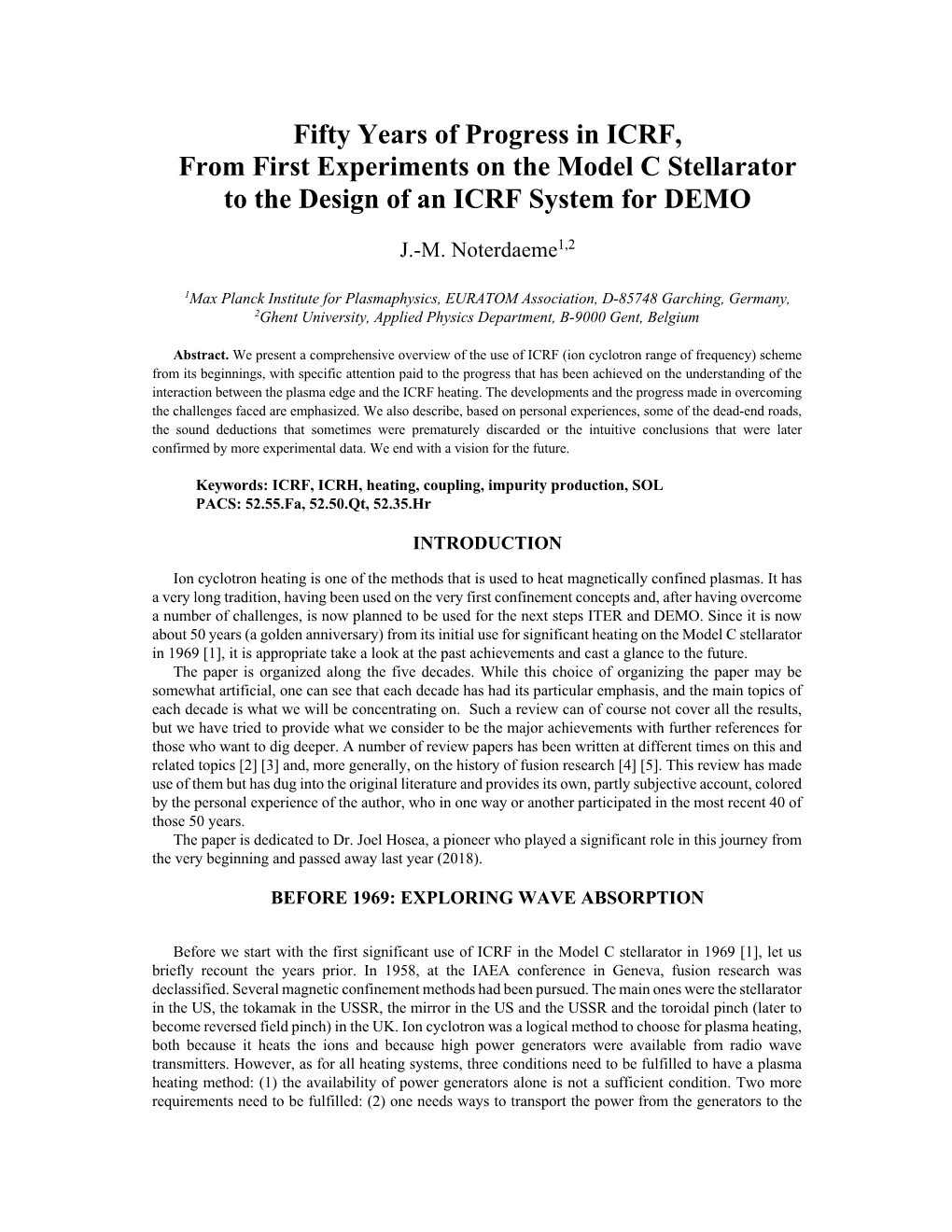 Fifty Years of Progress in ICRF, from First Experiments on the Model C Stellarator to the Design of an ICRF System for DEMO