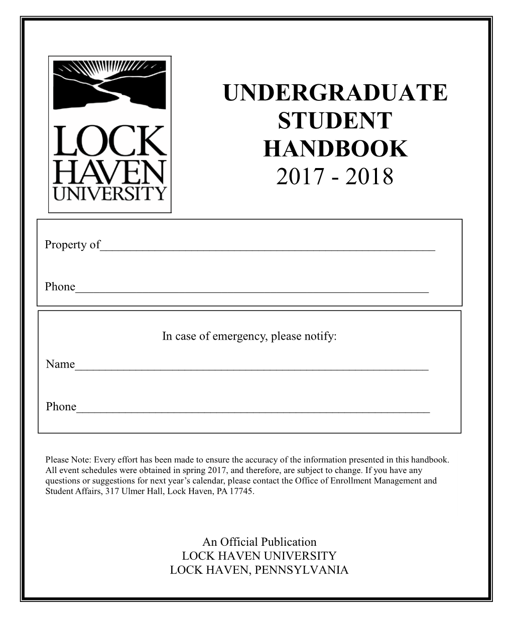 Undergraduate Student Handbook 2017