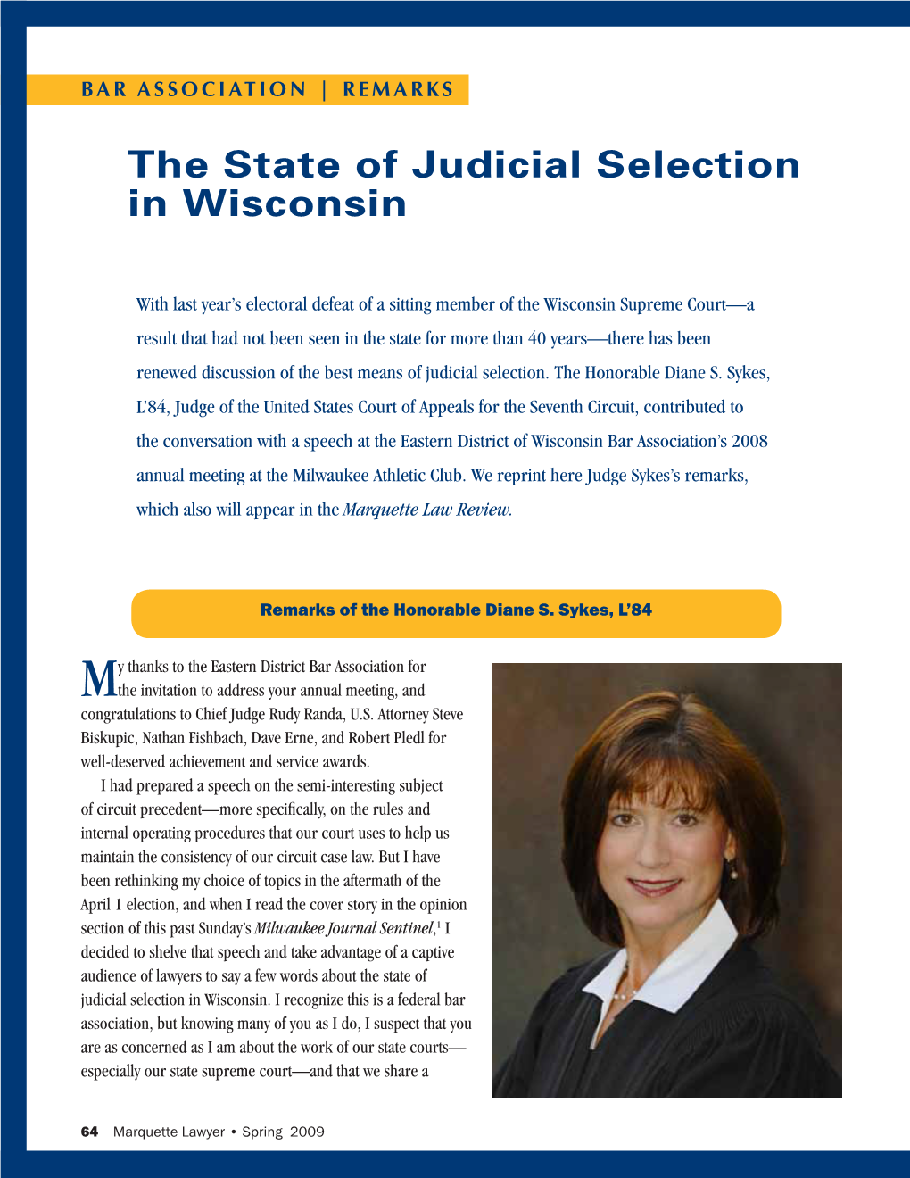 The State of Judicial Selection in Wisconsin