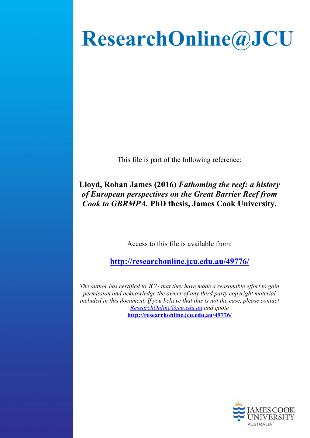 A History of European Perspectives on the Great Barrier Reef from Cook to GBRMPA