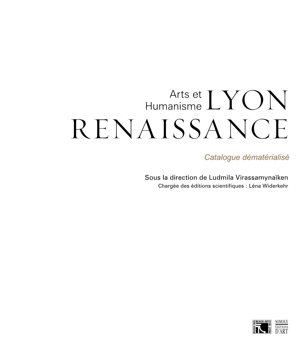 Arts Et Humanisme LYON RENAISSANCE Catalogue Dématérialisé