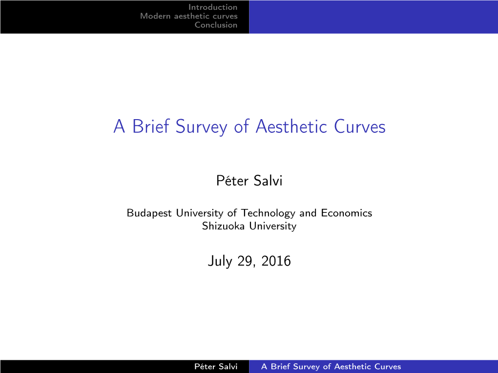 A Brief Survey of Aesthetic Curves