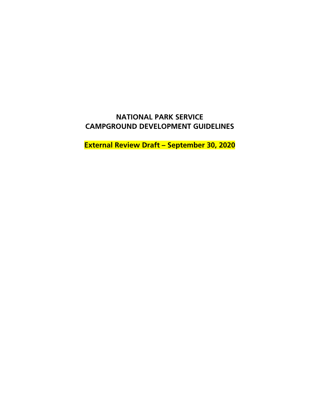 National Park Service Campground Development Guidelines