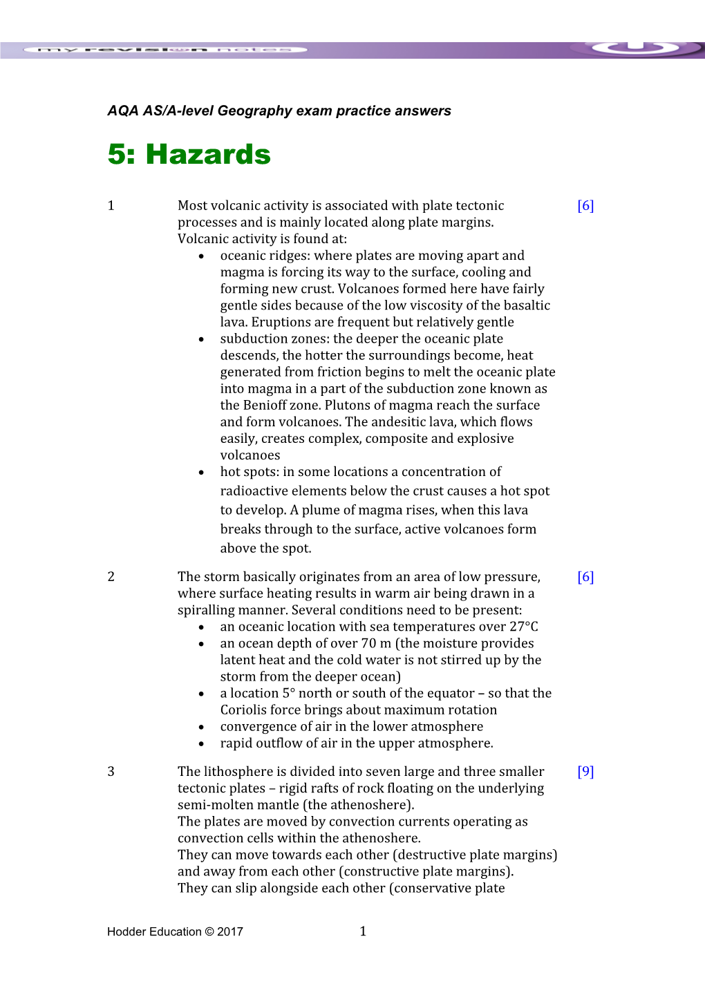 AQA AS/A-Level Geography Exam Practice Answers