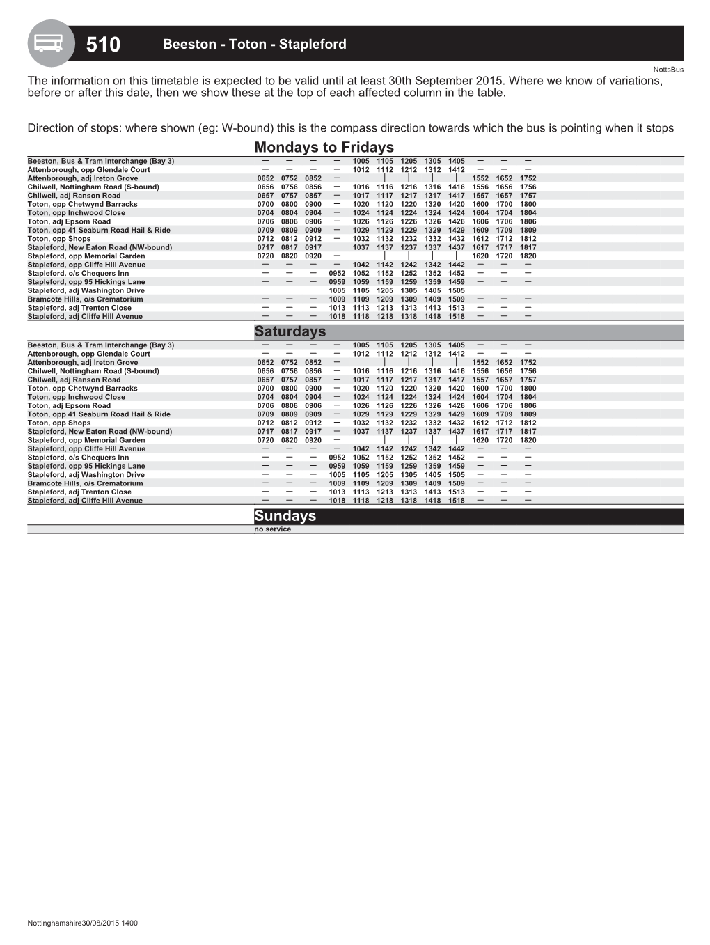 To Download the PDF Timetable