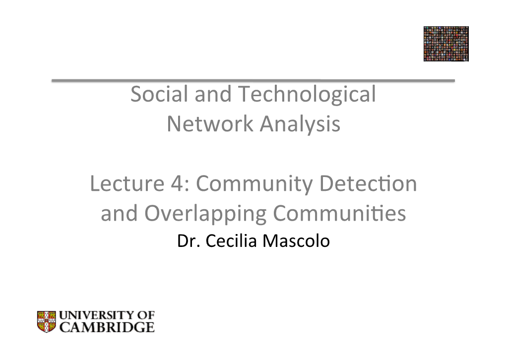 Social and Technological Network Analysis Lecture 4