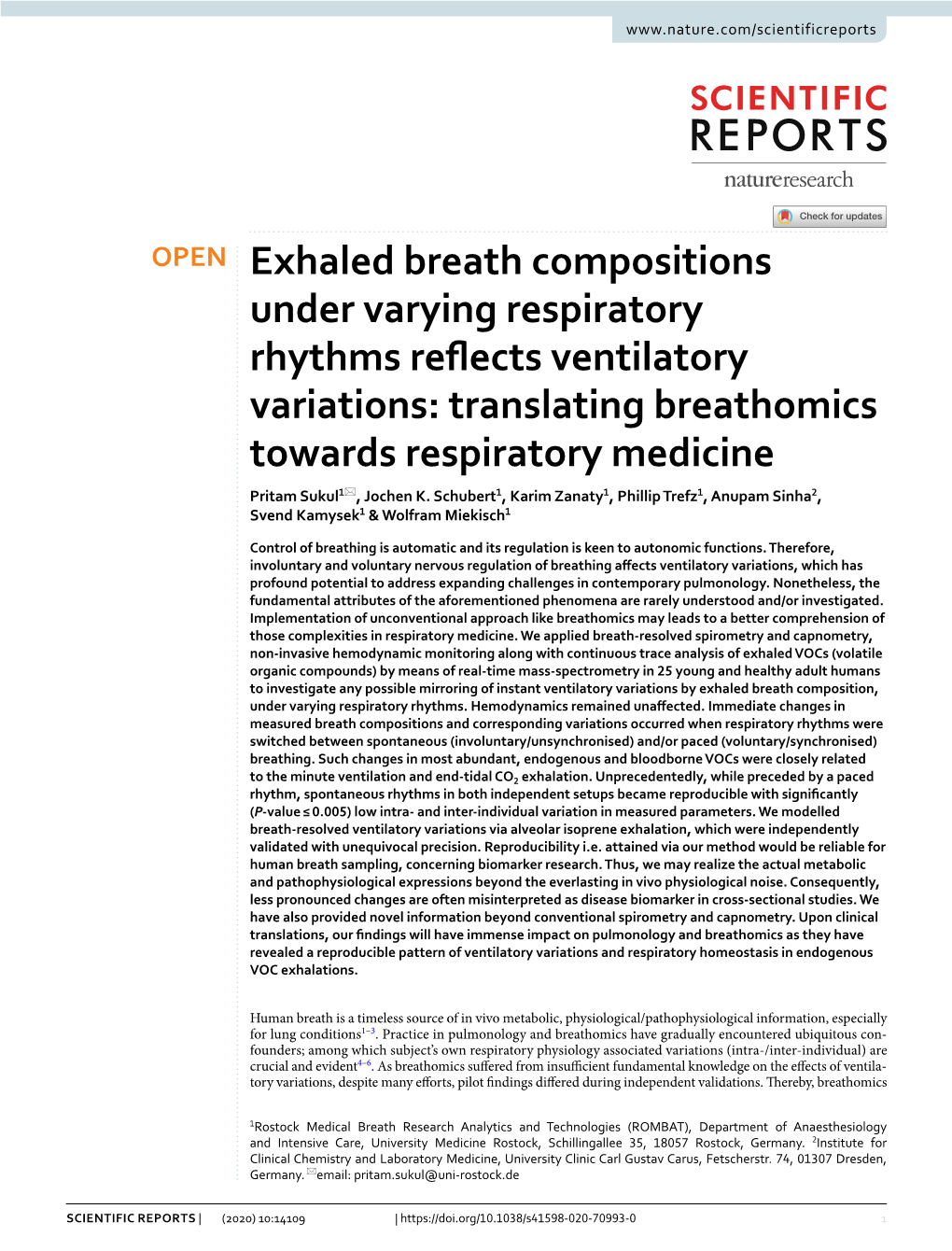 Exhaled Breath Compositions Under Varying Respiratory Rhythms Reflects