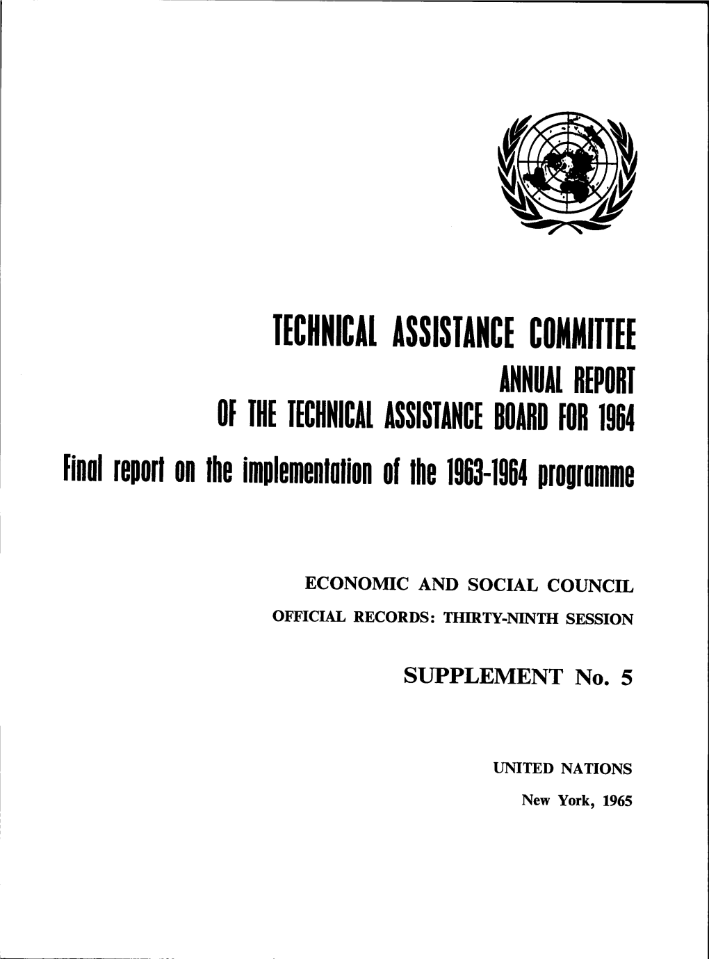 Finol Report on the Implementotion of the 1963-1964 Prouromme