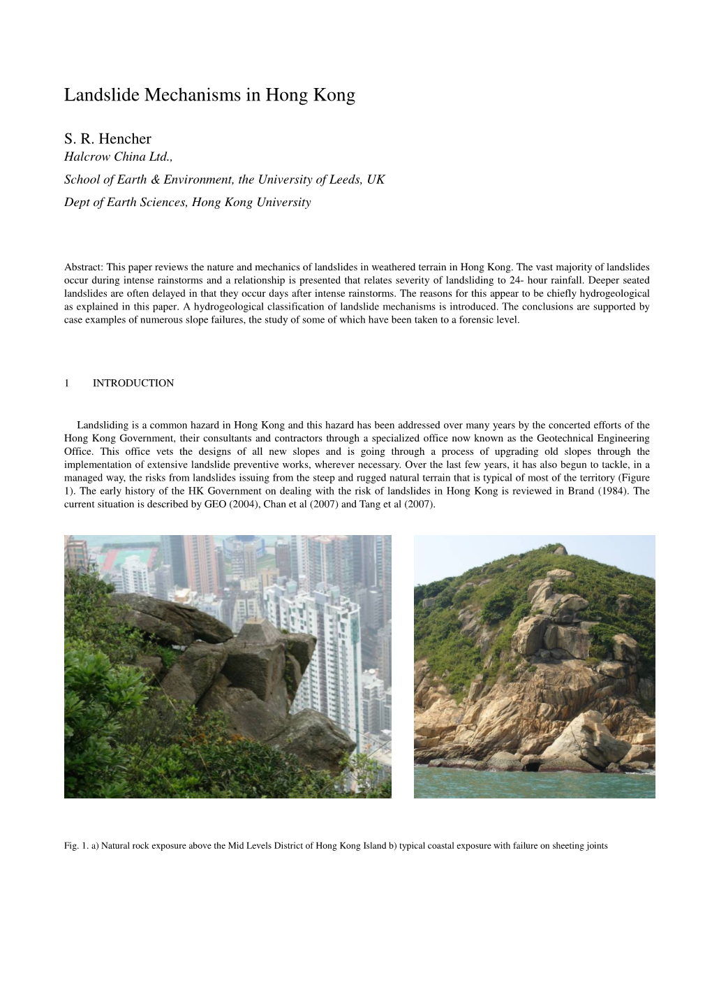 Landslide Mechanisms in Hong Kong