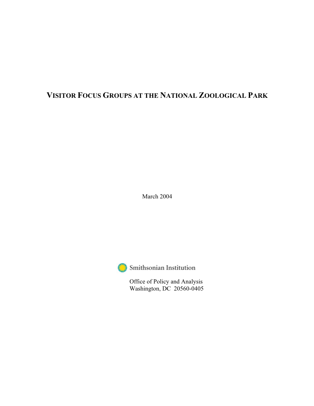 Visitor Focus Groups at the National Zoological Park