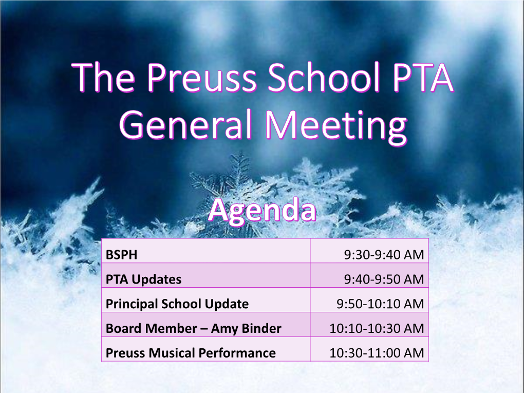 The Preuss School PTA General Meeting