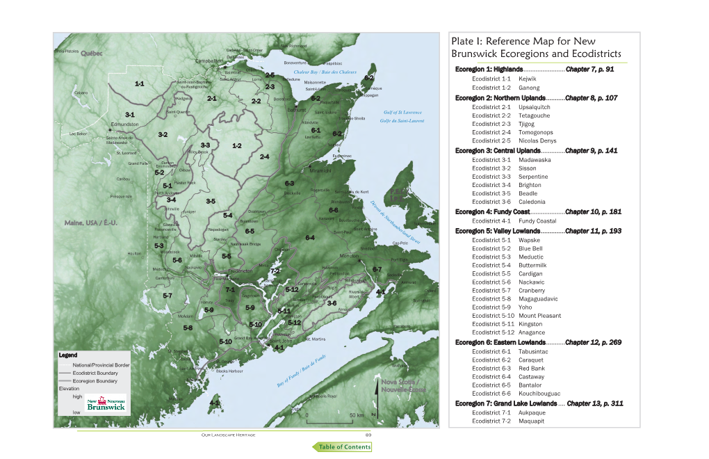 Reference Map for New Brunswick Ecoregions and Ecodistricts