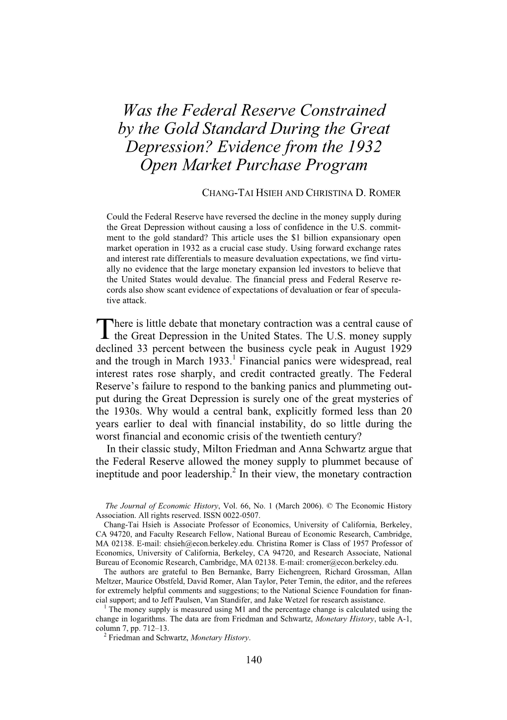 Was the Federal Reserve Constrained by the Gold Standard During the Great Depression?