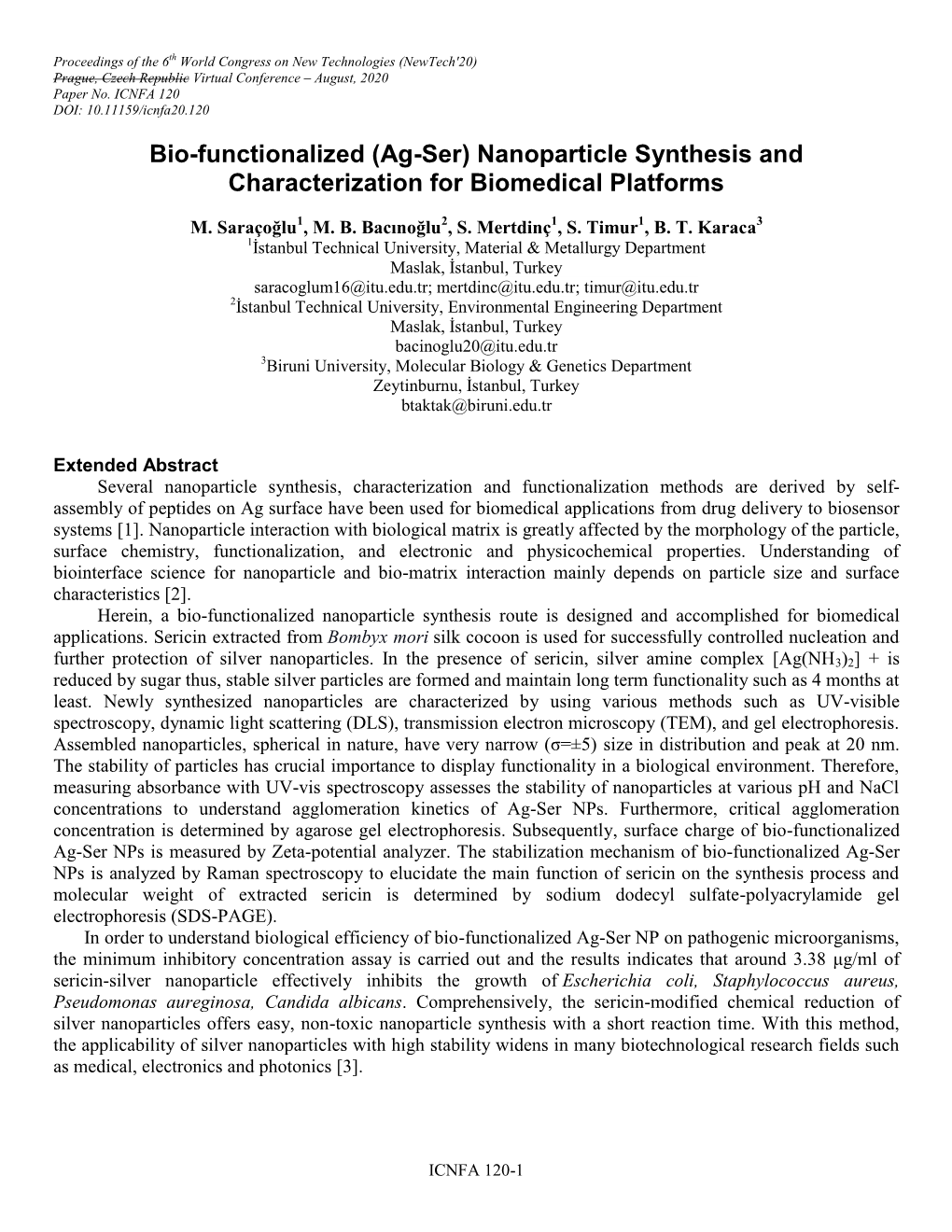 Nanoparticle Synthesis and Characterization for Biomedical Platforms
