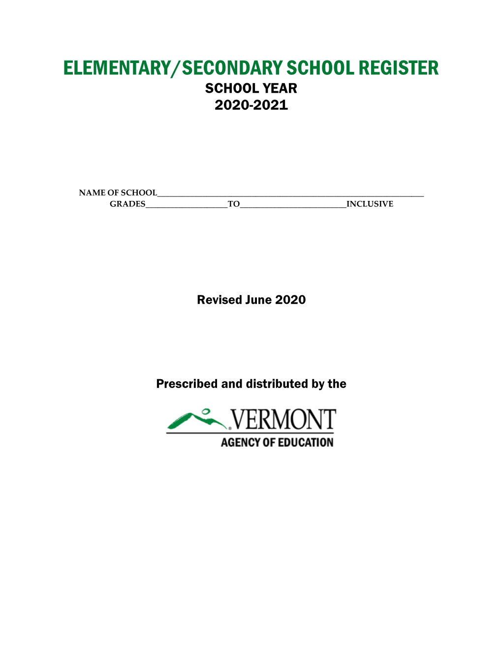Elementary-Secondary School Register 2020-2021