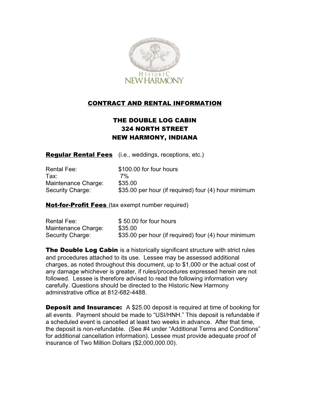 Contract and Rental Information