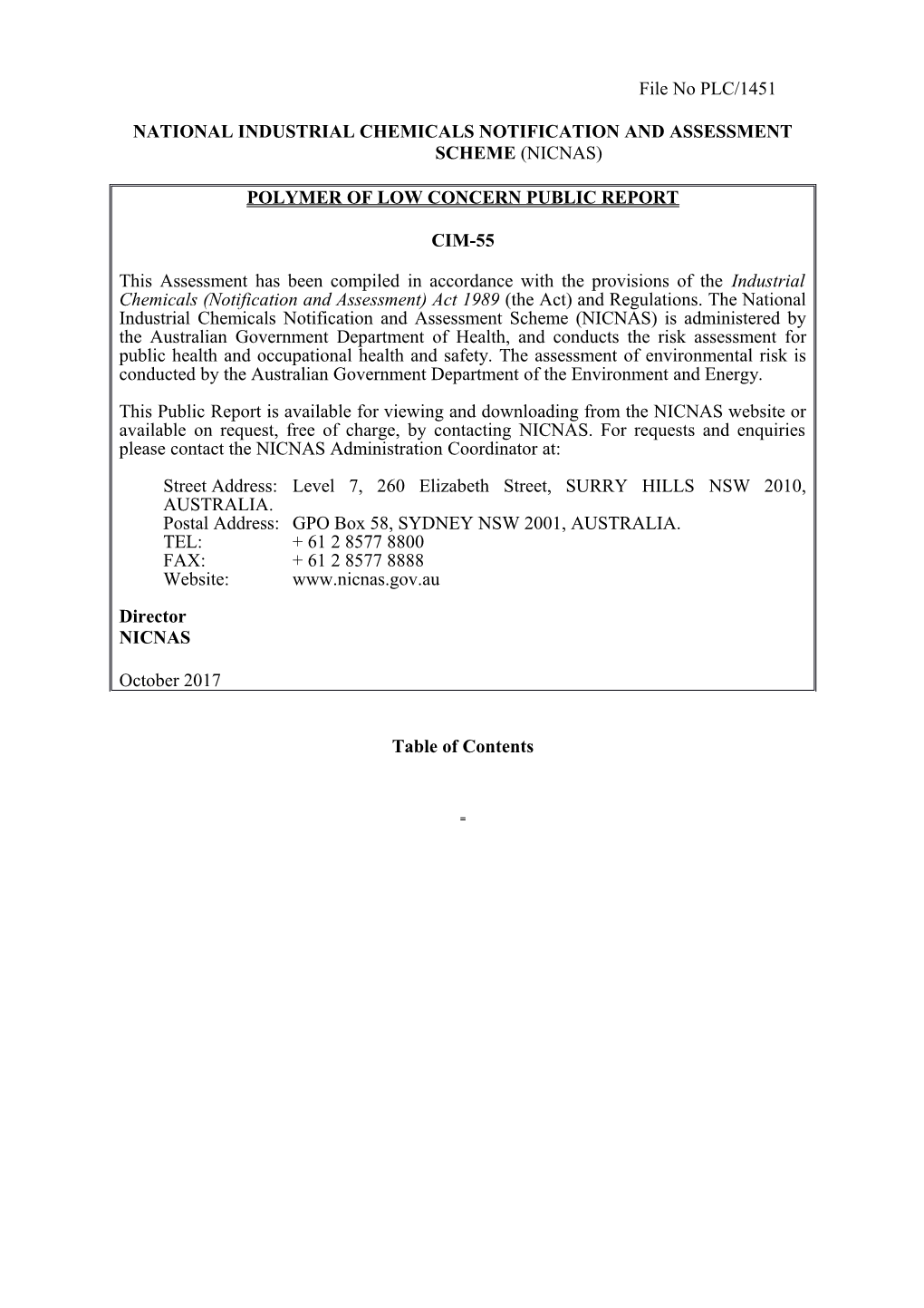 National Industrial Chemicals Notification and Assessment Scheme (Nicnas) s2