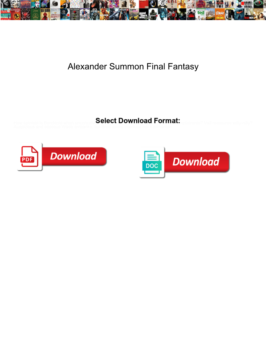 Alexander Summon Final Fantasy Repair