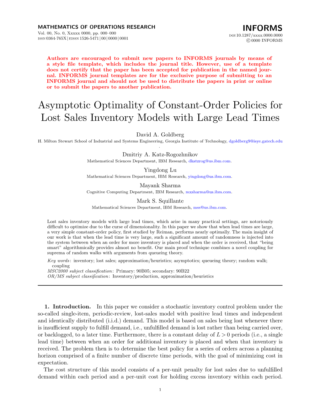 Asymptotic Optimality of Constant-Order Policies for Lost Sales Inventory Models with Large Lead Times