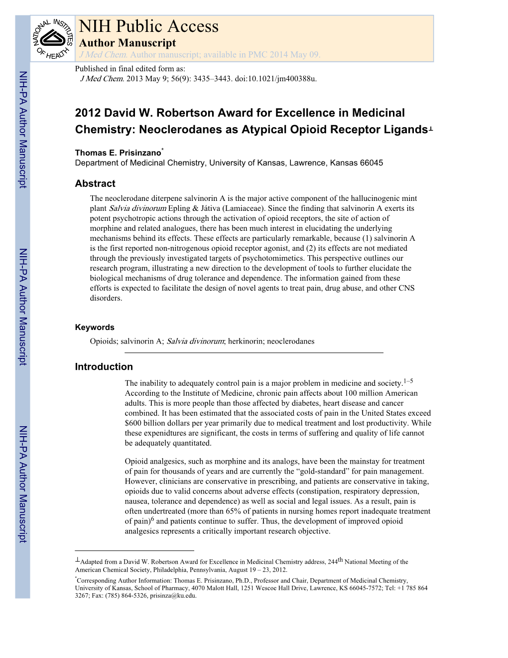 NIH Public Access Author Manuscript J Med Chem