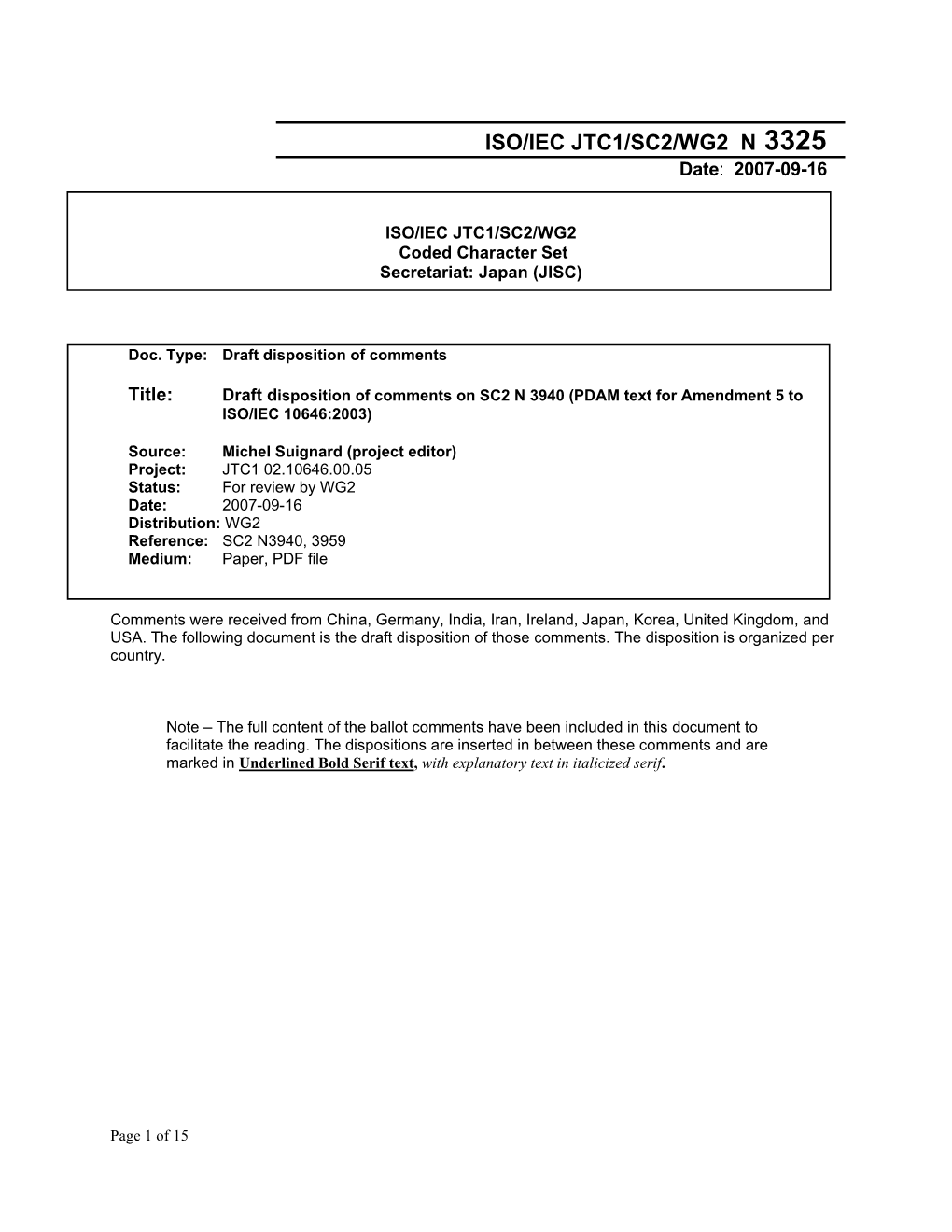 ISO/IEC JTC1/SC2/WG2 N 3325 Date: 2007-09-16