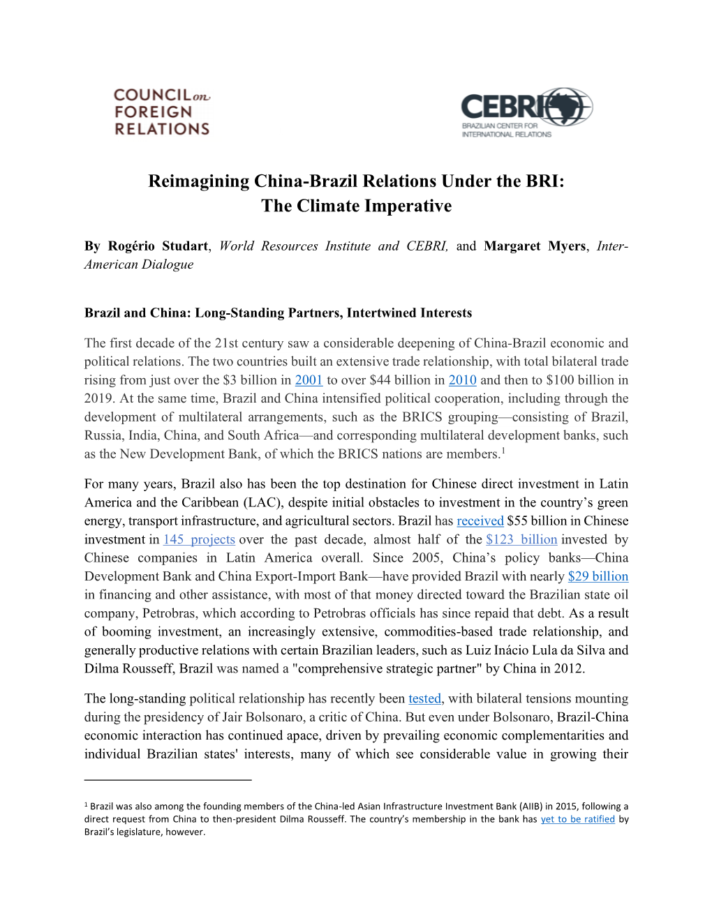 Reimagining China-Brazil Relations Under the BRI: the Climate Imperative