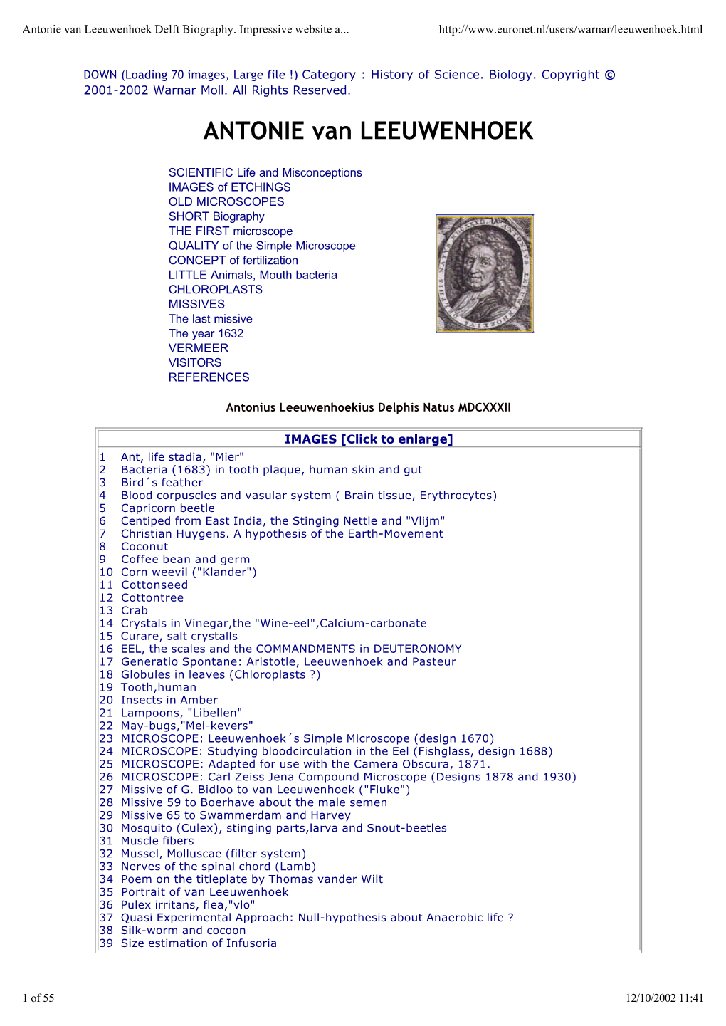 Antonie Van Leeuwenhoek Delft Biography
