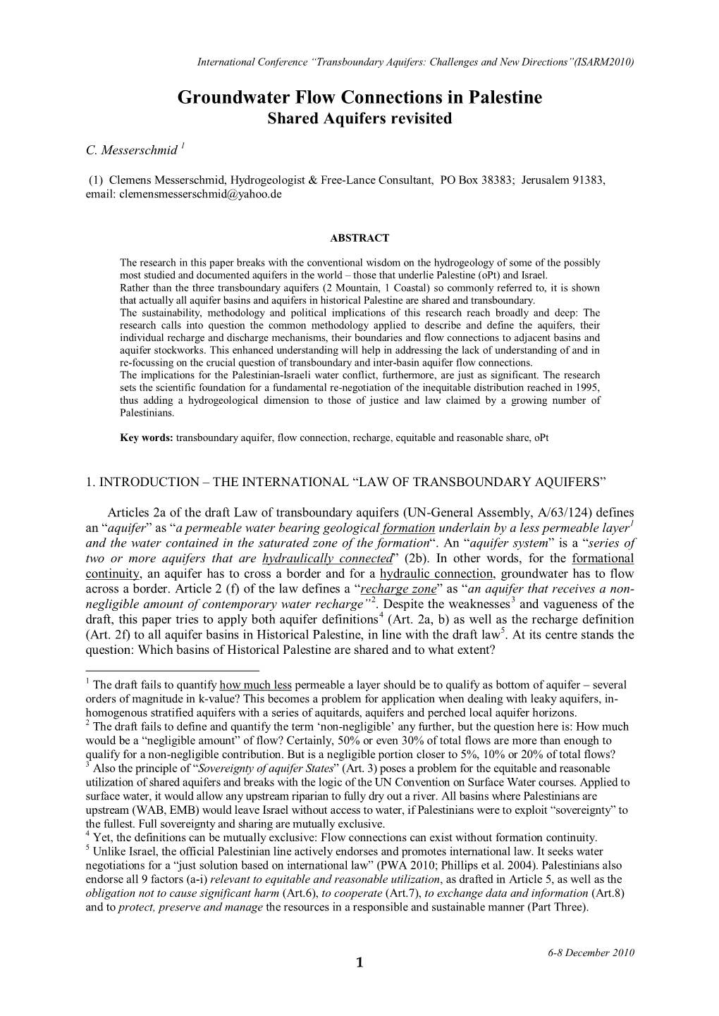 Groundwater Flow Connections in Palestine Shared Aquifers Revisited