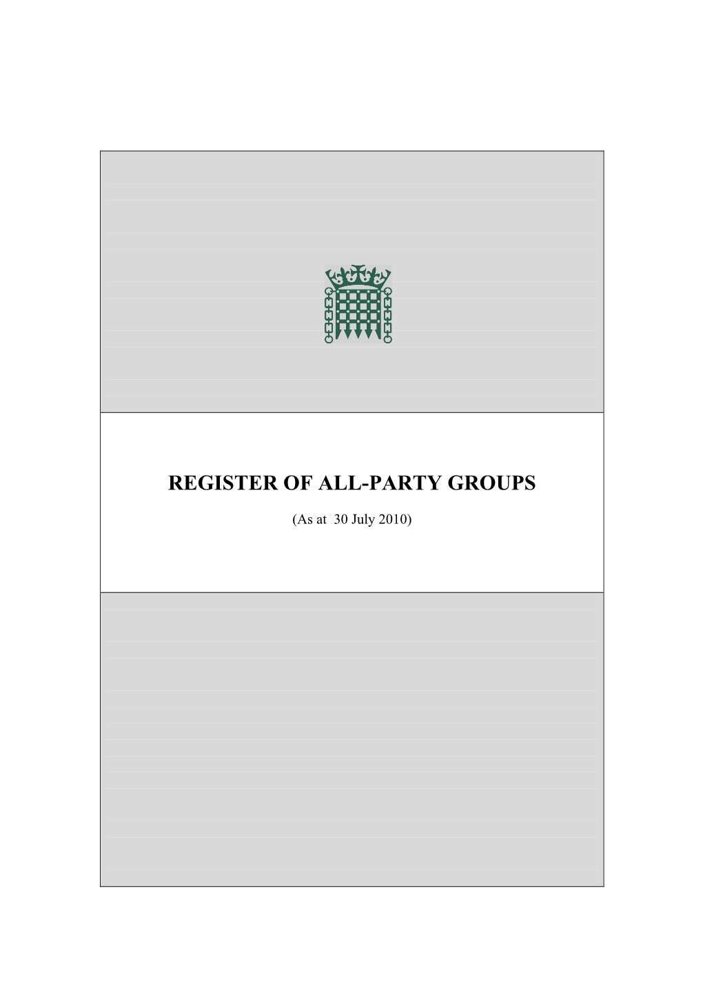 APPG Register at July 2010