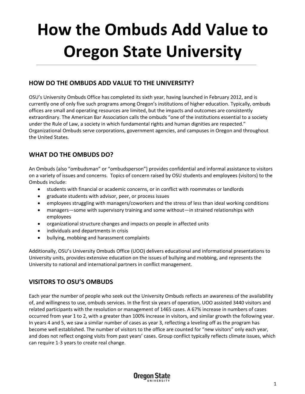 How the Ombuds Add Value to Oregon State University