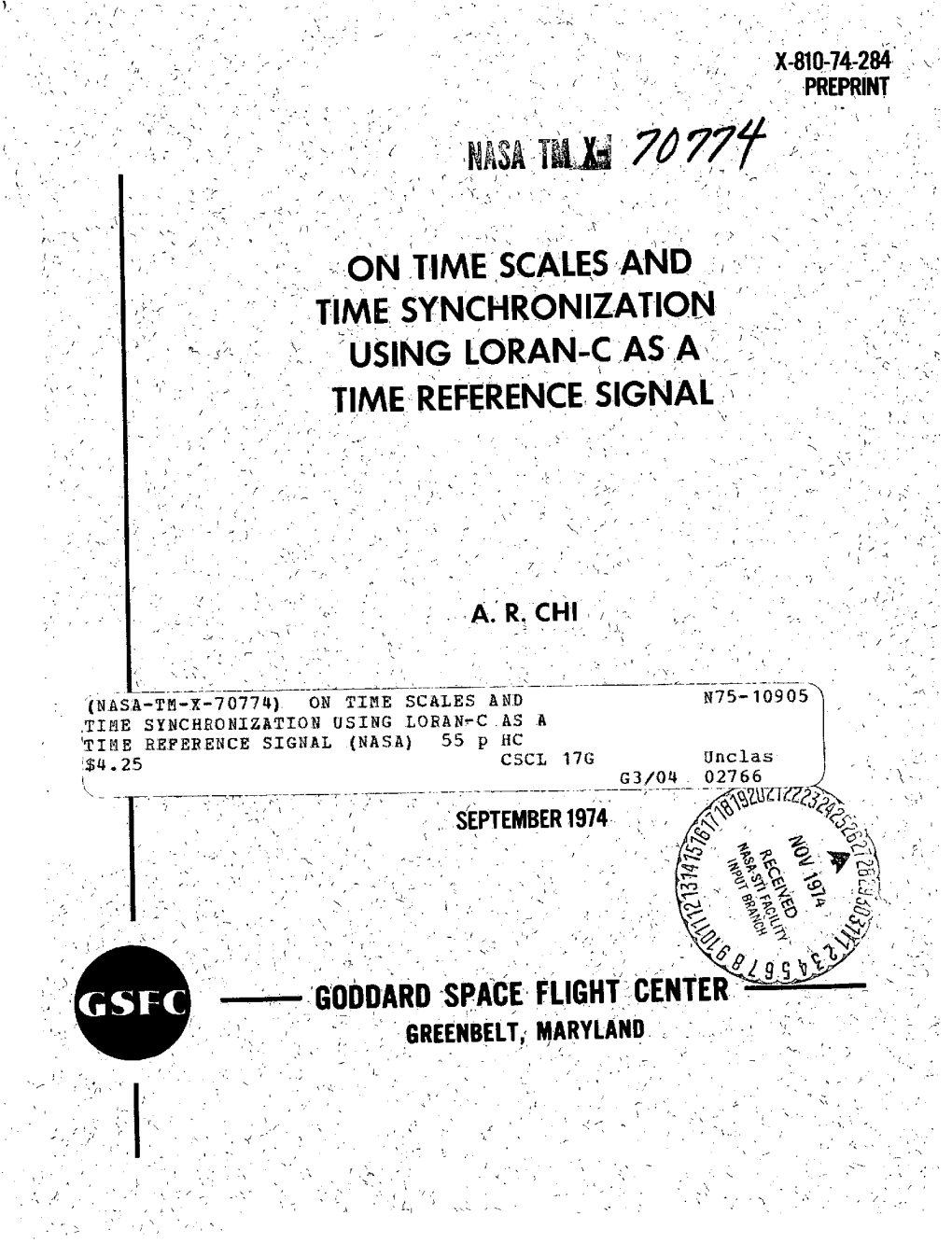 Time-Reference Signal:, Goddard Space Ligh Center