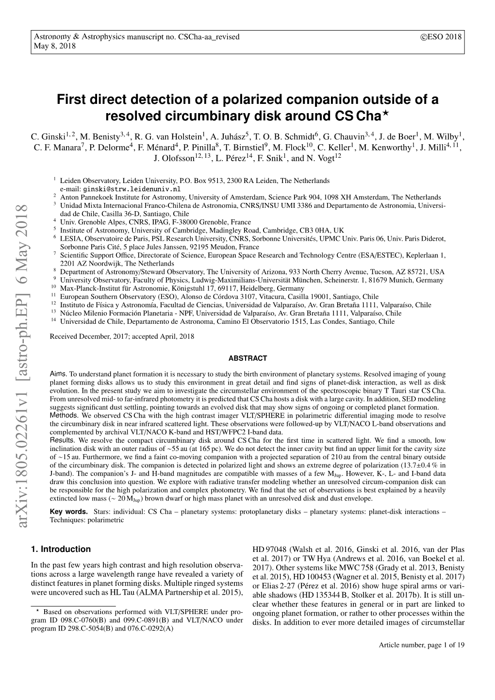 First Direct Detection of a Polarized Companion Outside of a Resolved Circumbinary Disk Around CS Cha? C