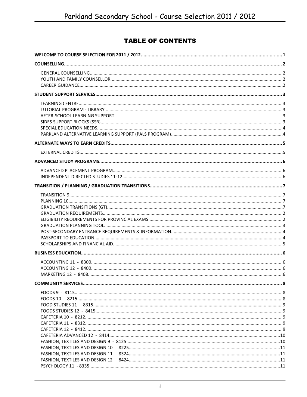 Welcome To Course Selection For 2008 / 2009