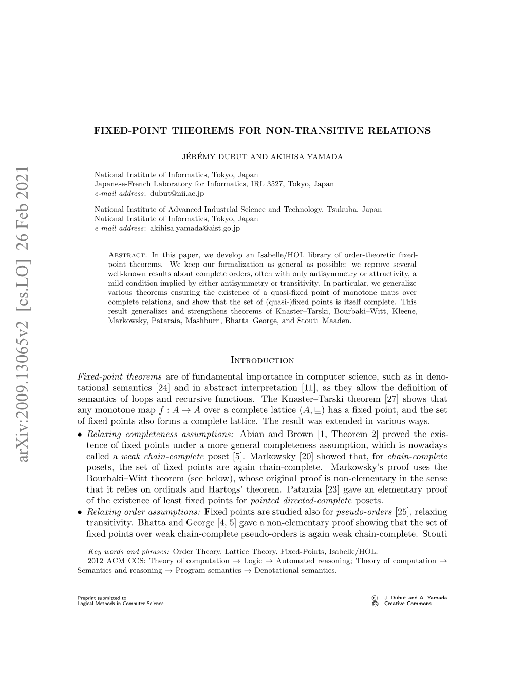 Fixed-Point Theorems for Non-Transitive Relations 3